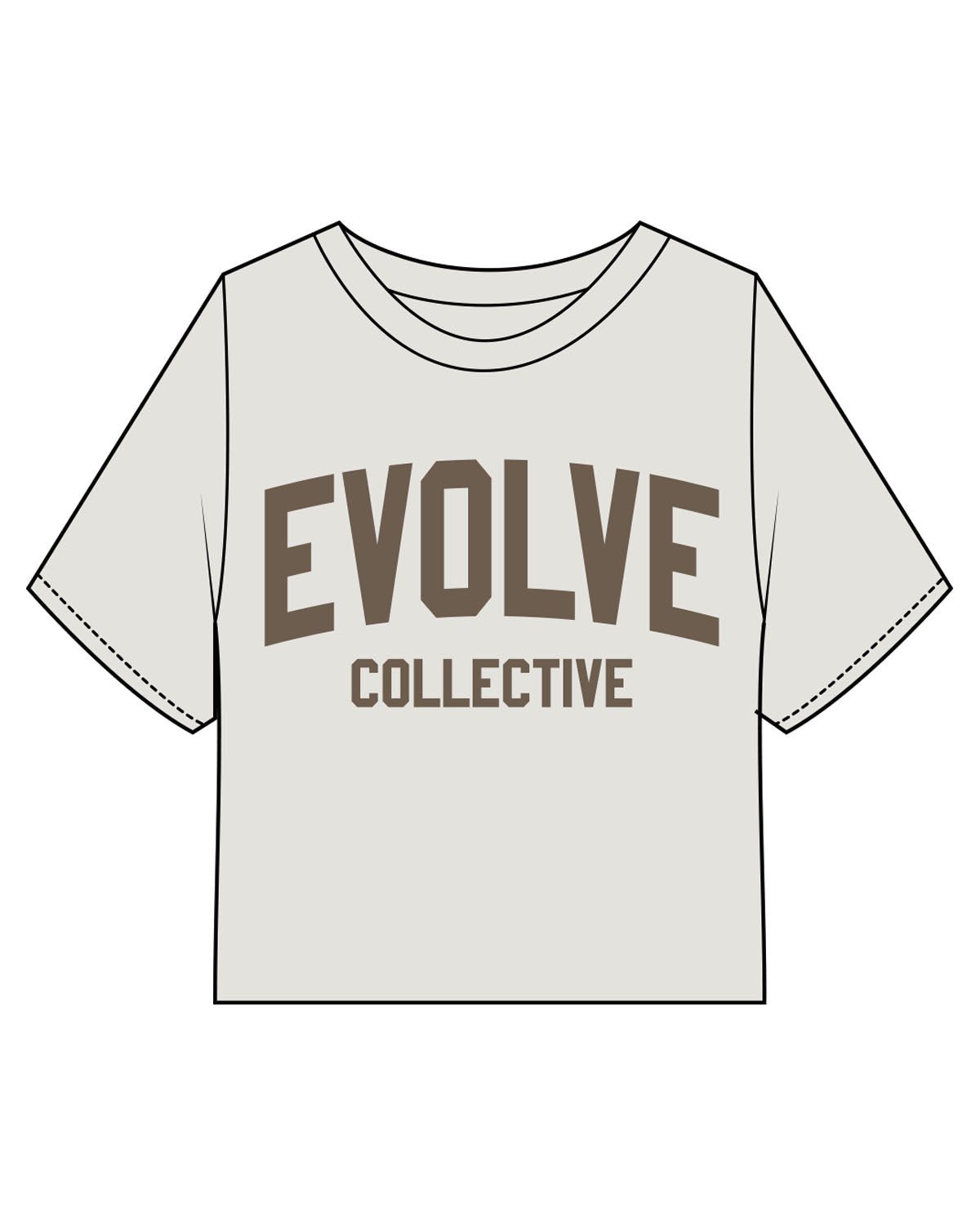The Heavyweight Crop Tee - Washed Bone - Evolve Collective - Center Chest Stacked - Printed - Brown