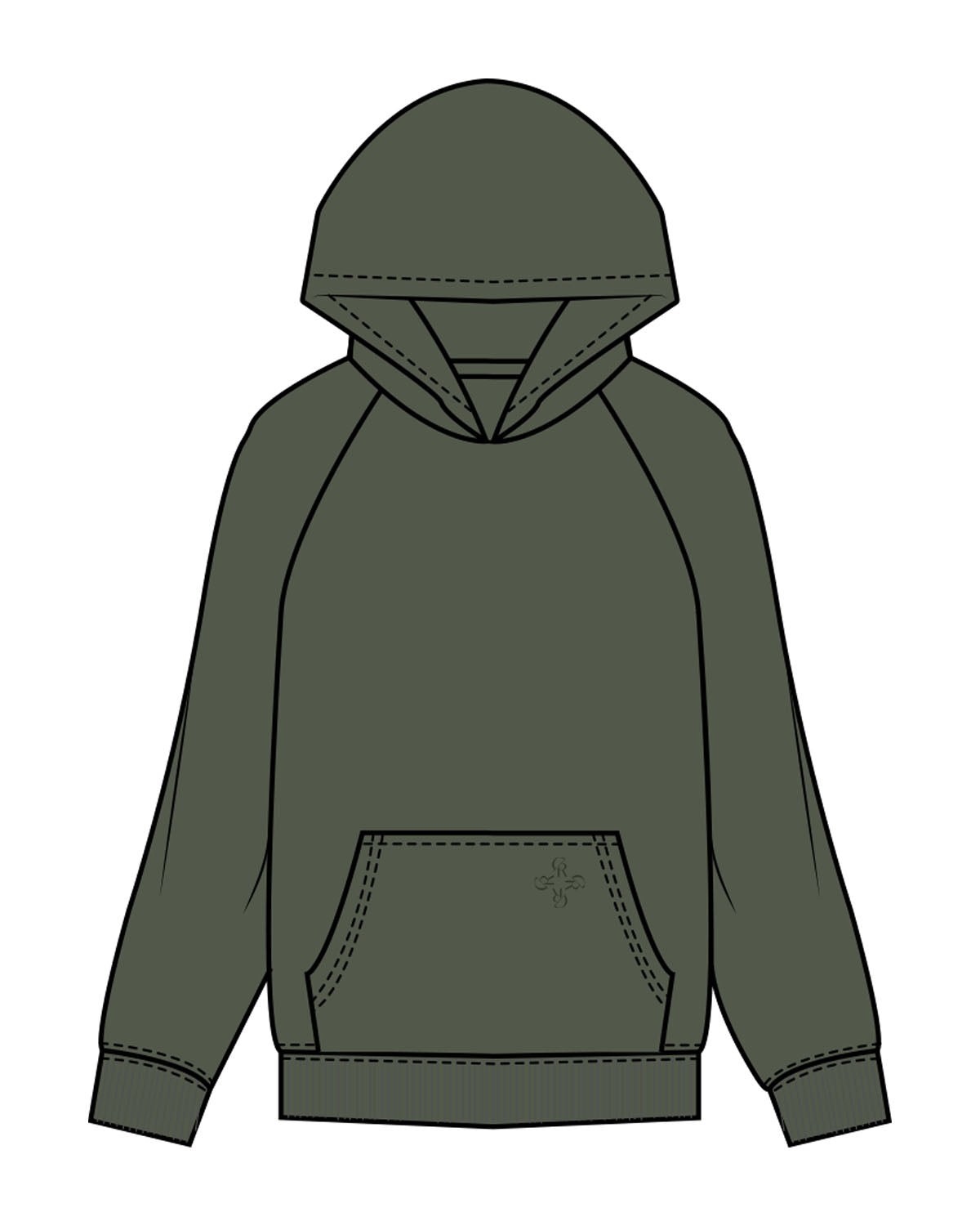 The Mens Hoodie - Cypress - Core Reform - Front Pocket Icon - Printed - Tone on Tone