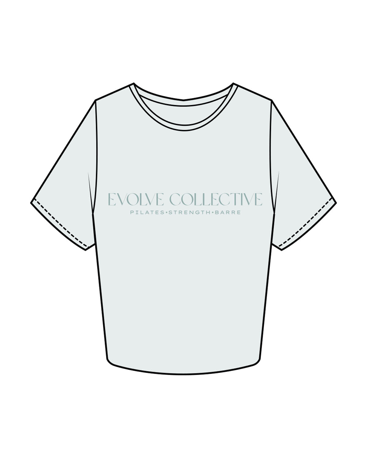 The Crop Tee - Seafoam - Evolve Collective - Center Chest Stacked - Printed - Tone on Tone