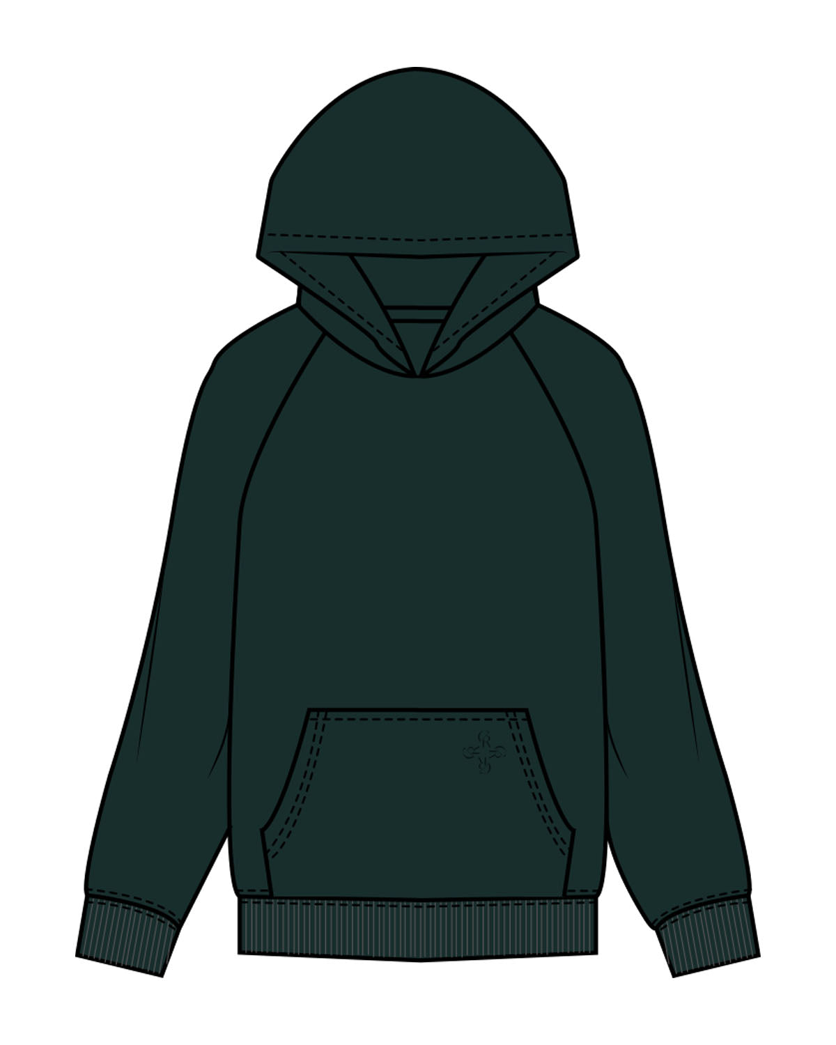 The Mens Hoodie - Pine Green - Core Reform - Front Pocket Icon - Printed - Tone on Tone