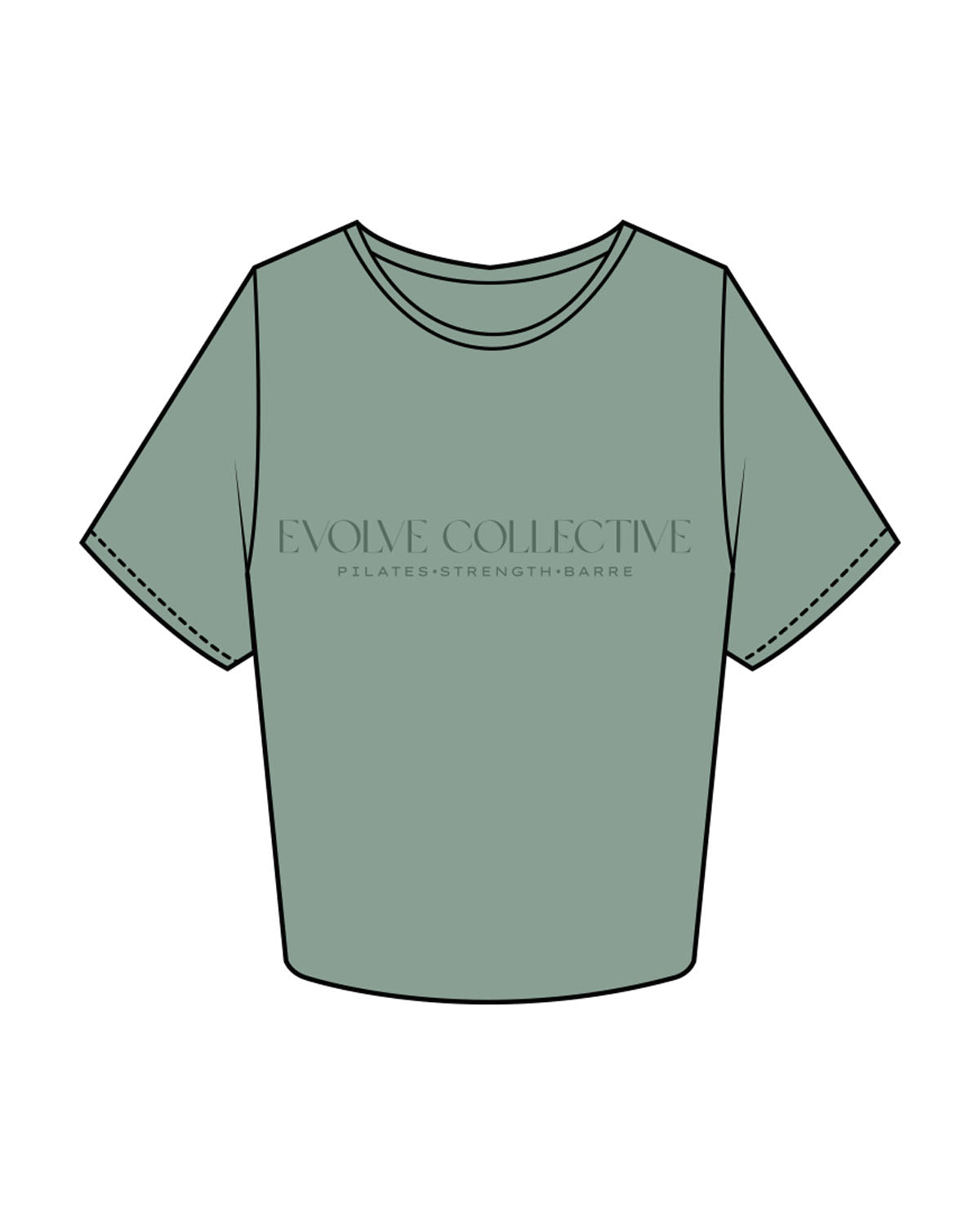 The Crop Tee - Sage - Evolve Collective - Center Chest Stacked - Printed - Tone on Tone