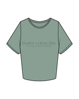The Crop Tee - Sage - Evolve Collective - Center Chest Stacked - Printed - Tone on Tone