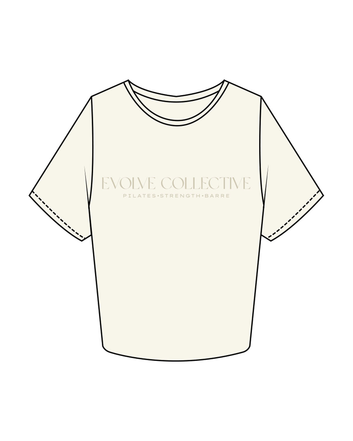 The Crop Tee - Off White - Evolve Collective - Center Chest Stacked - Printed - Tone on Tone