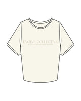 The Crop Tee - Off White - Evolve Collective - Center Chest Stacked - Printed - Tone on Tone