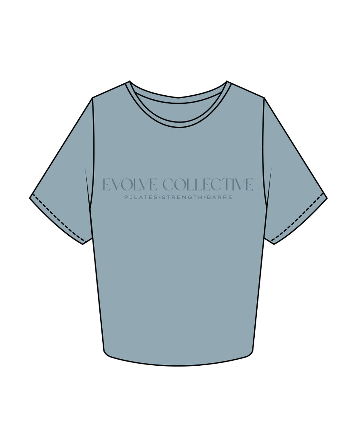 The Crop Tee - Mineral - Evolve Collective - Center Chest Stacked - Printed - Tone on Tone