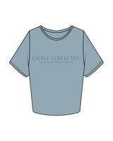 The Crop Tee - Mineral - Evolve Collective - Center Chest Stacked - Printed - Tone on Tone