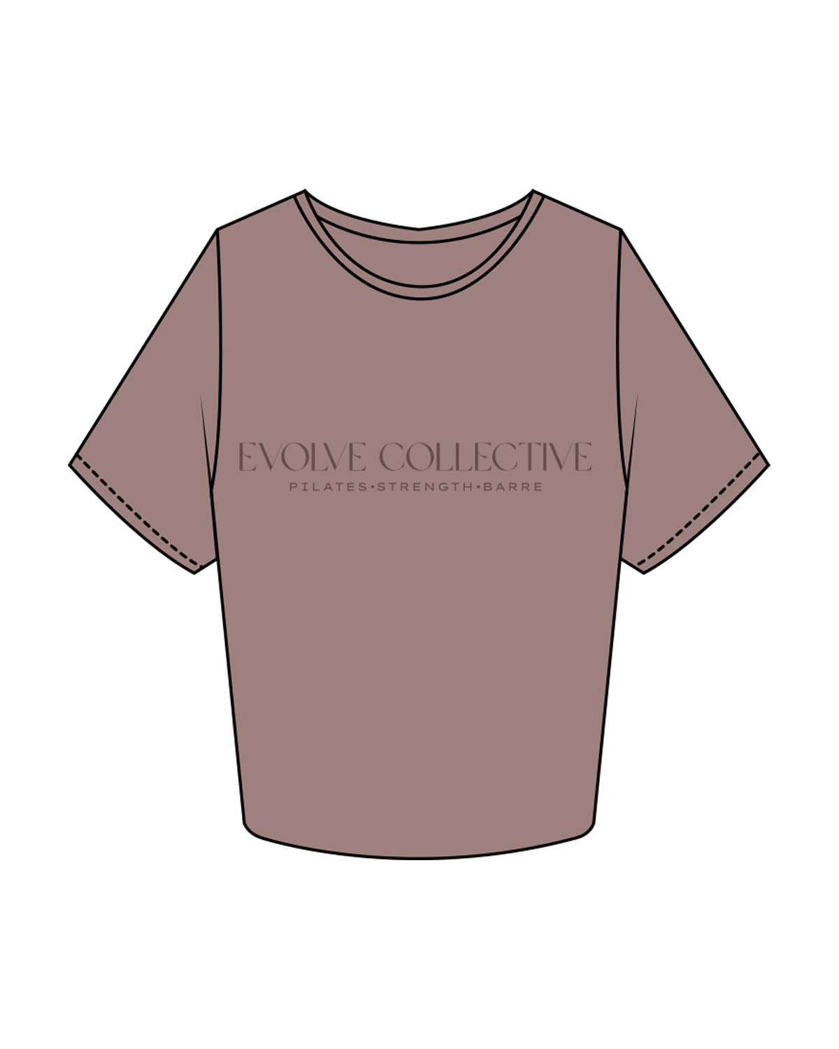 The Crop Tee - Mauve - Evolve Collective - Center Chest Stacked - Printed - Tone on Tone