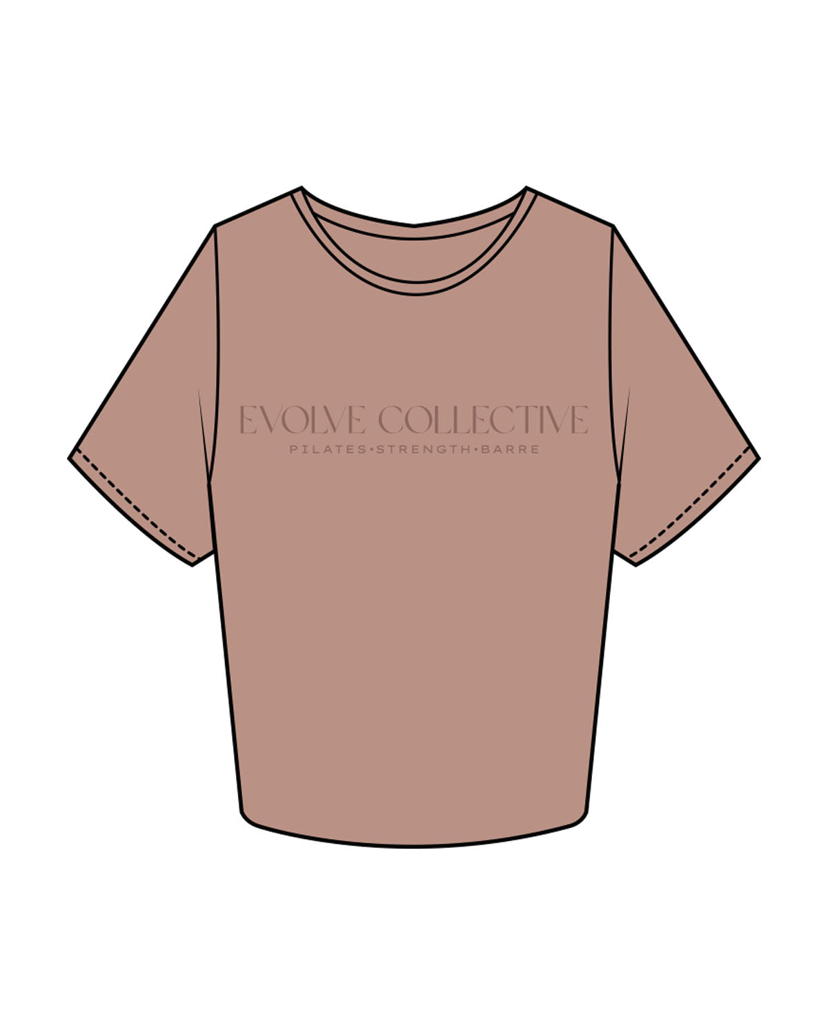 The Crop Tee - Clay - Evolve Collective - CEnter Chest Stacked - Printed - Tone on Tone