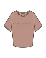 The Crop Tee - Clay - Evolve Collective - CEnter Chest Stacked - Printed - Tone on Tone