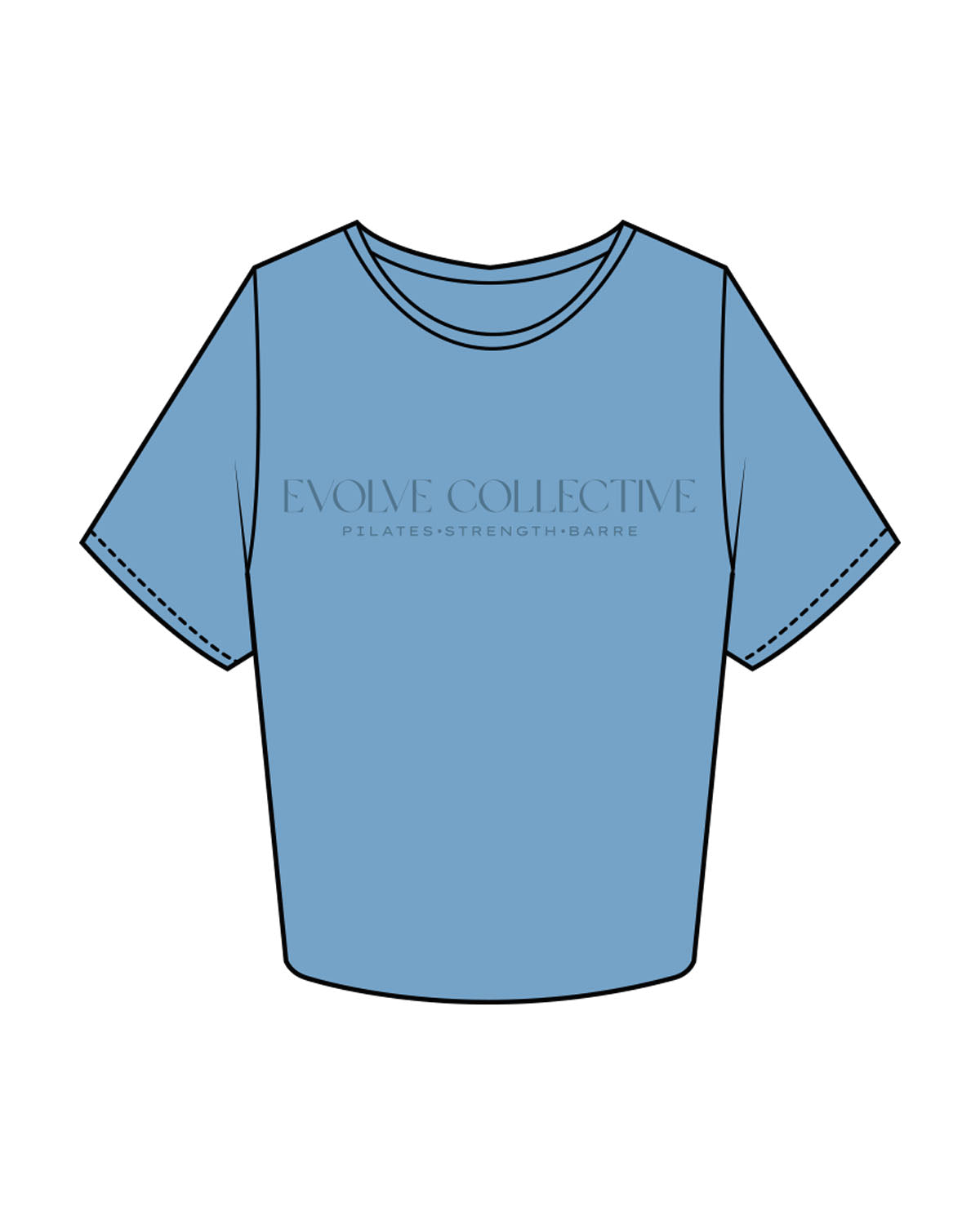 The Crop Tee - Carolina - Evolve Collective - Center Chest Stacked - Printed - Tone on Tone