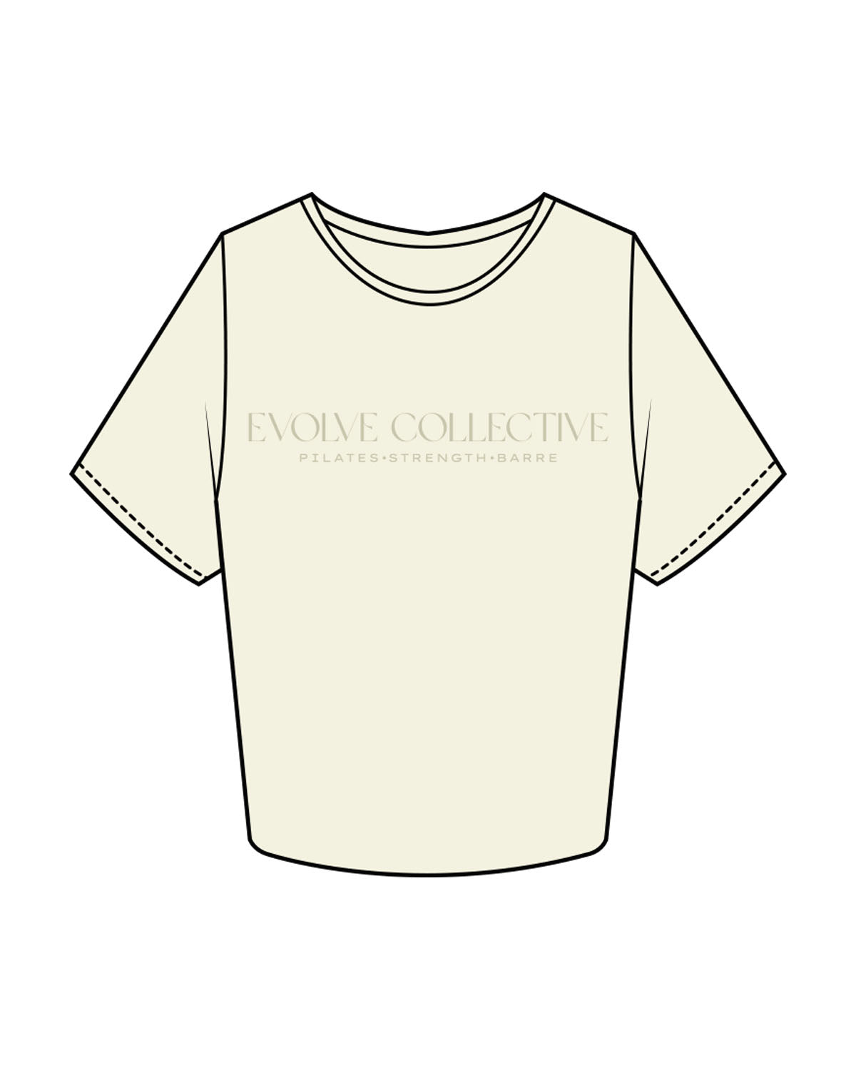 The Crop Tee - Butter - Evolve Collective - Center Chest Stacked - Printed - Tone on Tone
