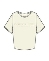 The Crop Tee - Butter - Evolve Collective - Center Chest Stacked - Printed - Tone on Tone
