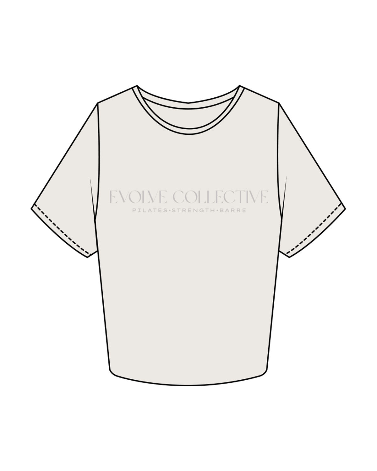 The Crop Tee - Bone - Evolve Collective - Center Chest Stacked - Printed - Tone on Tone