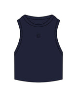 The Ribbed Crop Tank - Navy - Evolve Collective - Center Chest - EMB - Black