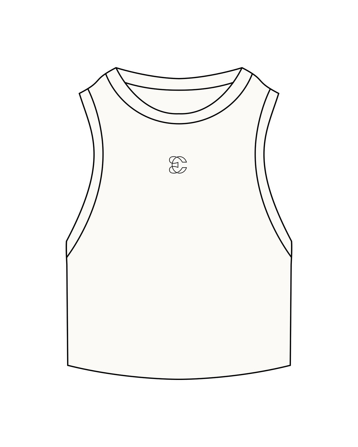 The Ribbed Crop Tank - Off White - Evolve Collective - Center Chest - EMB - Black