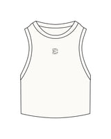 The Ribbed Crop Tank - Off White - Evolve Collective - Center Chest - EMB - Black