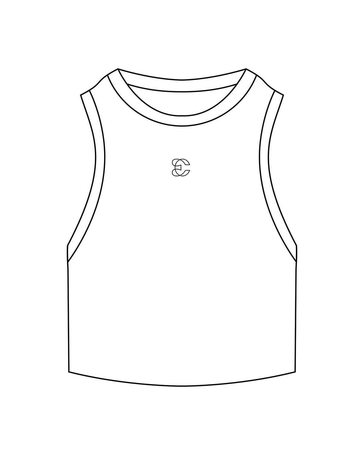 The Ribbed Crop Tank - White - Evolve Collective - Center Chest - EMB - Black
