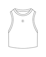 The Ribbed Crop Tank - White - Evolve Collective - Center Chest - EMB - Black