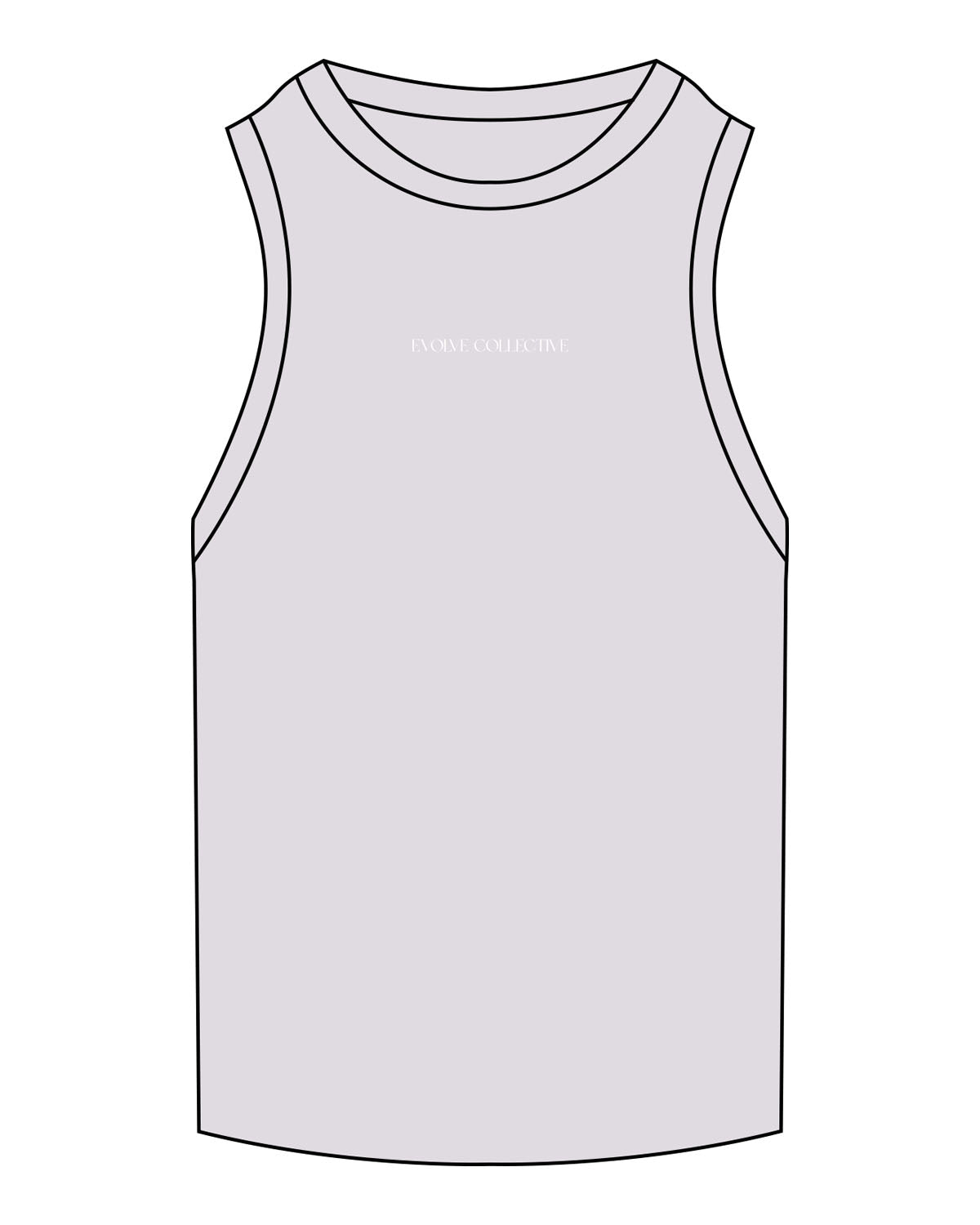 The Ribbed Full Length Tank - Orchid - Evolve Collective - Center Chest - EMB - White
