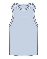 The Ribbed Full Length Tank - Powder - Evolve Collective - Center Chest - EMB - White