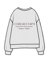 The Mens Classic Crewneck - White Heather - Core Reform - Left Chest & Back Stacked - Printed - Eggplant