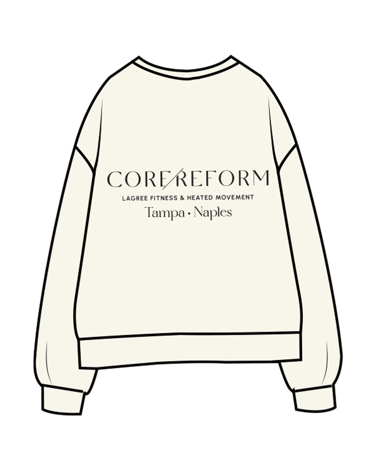 The Mens Classic Crewneck - Off White - Core Reform - Left Chest & Back Stacked - Printed - Charcoal