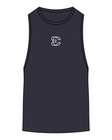 The Scoop Muscle Tank - Midnight - Evolve Collective - Center Chest - Printed - White