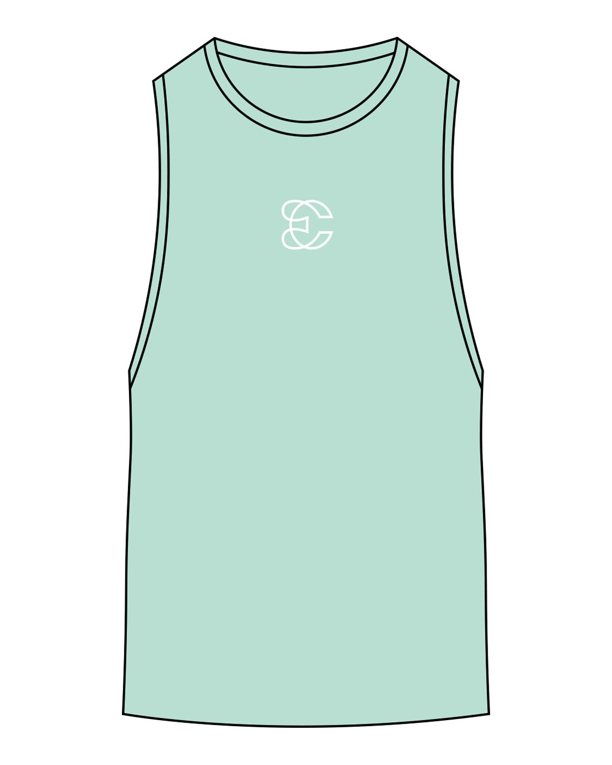 The Scoop Muscle Tank - Mint - Evolve Collective - Center Chest - Printed - White