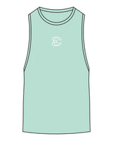 The Scoop Muscle Tank - Mint - Evolve Collective - Center Chest - Printed - White