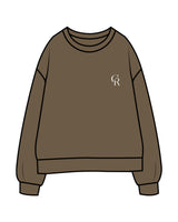 The Mens Classic Crewneck - Walnut - Core Reform - Left Chest & Back Stacked - Printed - Chalk