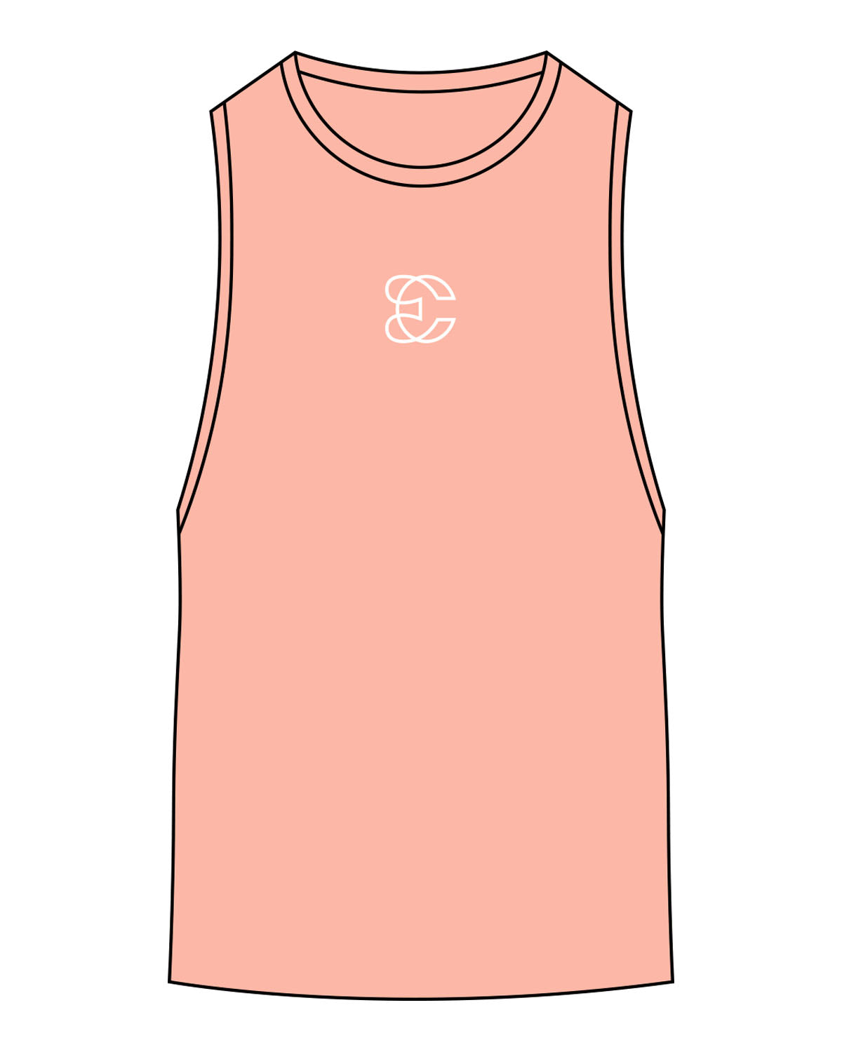 The Scoop Muscle Tank - Sunset - Evolve Collective - Center Chest - Printed - White