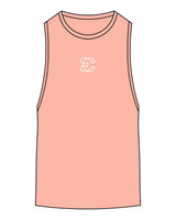 The Scoop Muscle Tank - Sunset - Evolve Collective - Center Chest - Printed - White