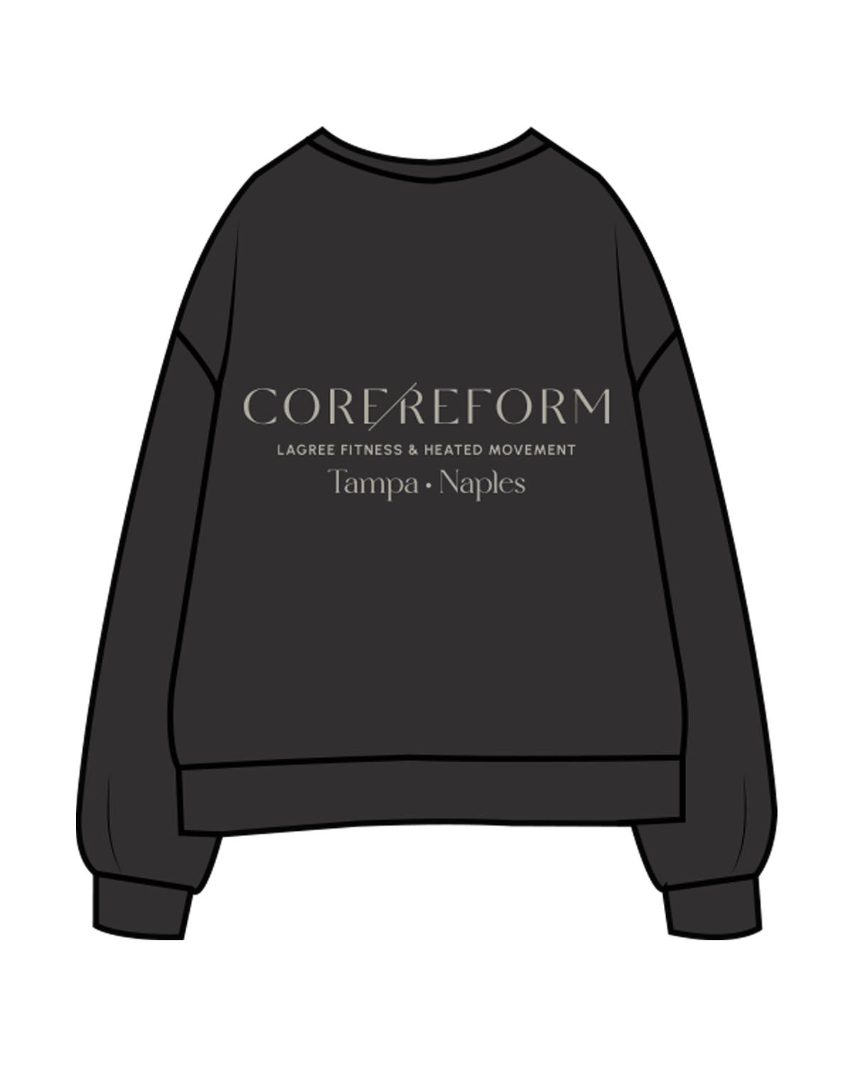The Mens Classic Crewneck - Charcoal - Core Reform - Left Chest & Back Stacked - Printed - Sage