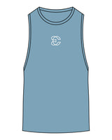 The Scoop Muscle Tank - Teal Heather - Evolve Collective - Center Chest - Printed - White