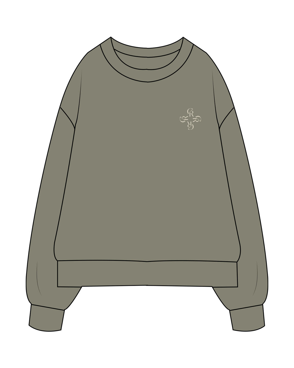 The Womens Heavyweight Crewneck - Eucalyptus - Core Reform - Left Chest - Embroidered - Off White