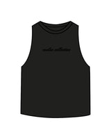The Crop Muscle Racerback - Black - Evolve Collective - Center Chest - Printed - Black