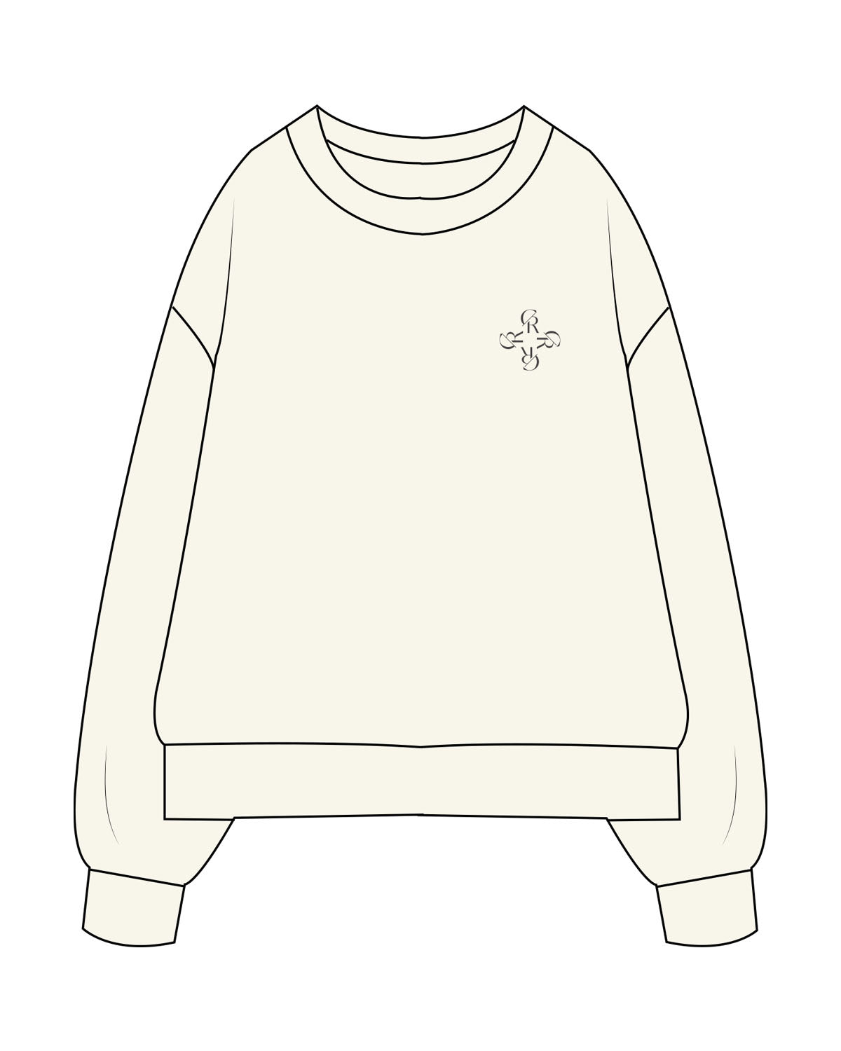 The Mens Heavyweight Crewneck - Off White - Left Chest - Embroidered - Iron