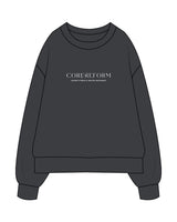 The Mens Heavyweight Crewneck - Coal - Core Reform - Center Chest Stacked - Printed - White