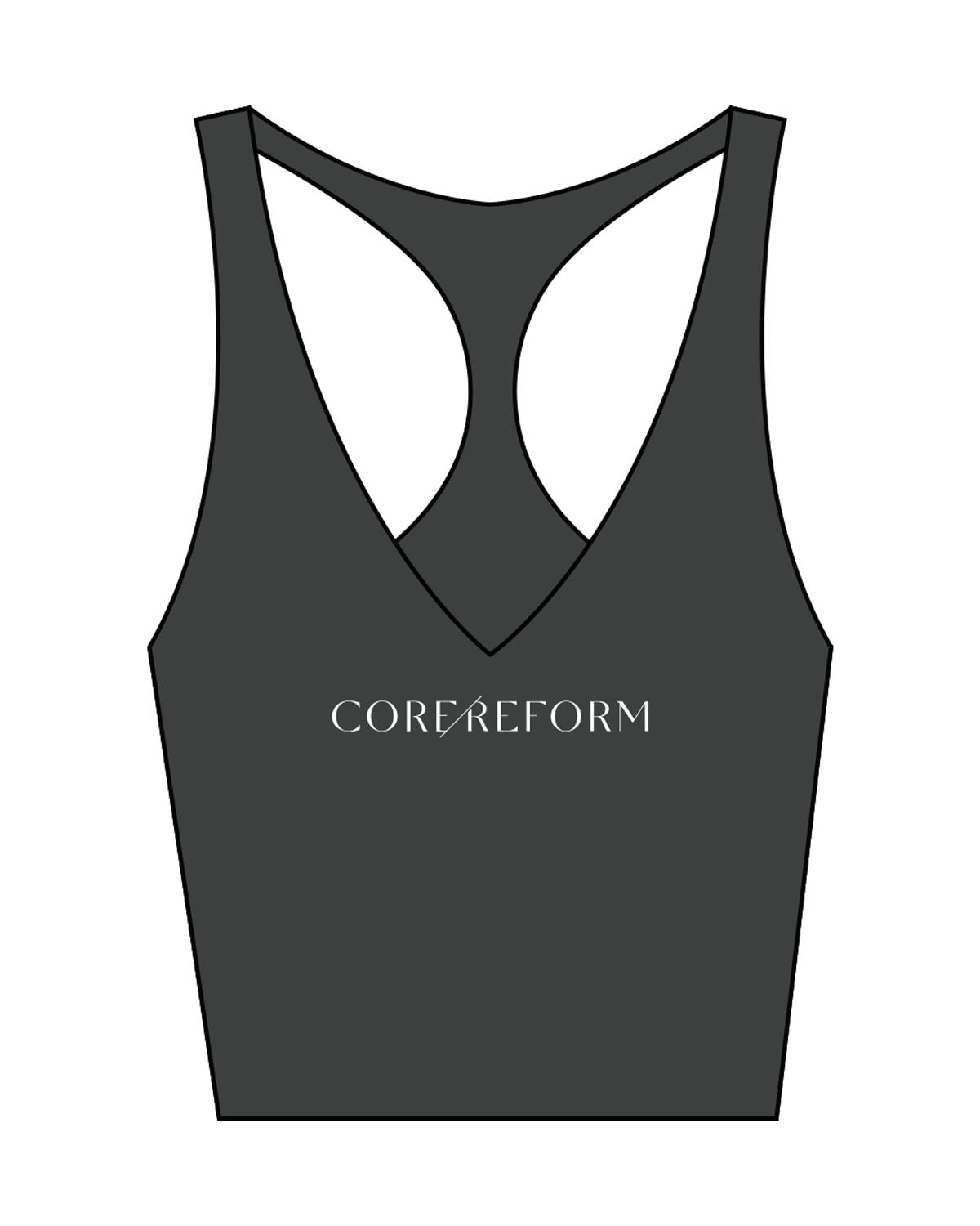The Racer Tank - Pebble - Core Reform - Center Chest & Center Back - Printed - White