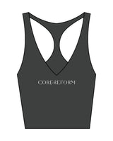 The Racer Tank - Pebble - Core Reform - Center Chest & Center Back - Printed - White