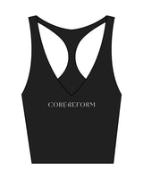 The Racer Tank - Black - Core Reform - Center Chest & Center Back - Printed - White