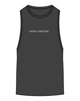 The Scoop Muscle Tank - Charcoal - Evolve Collective - Center Chest - Printed - White