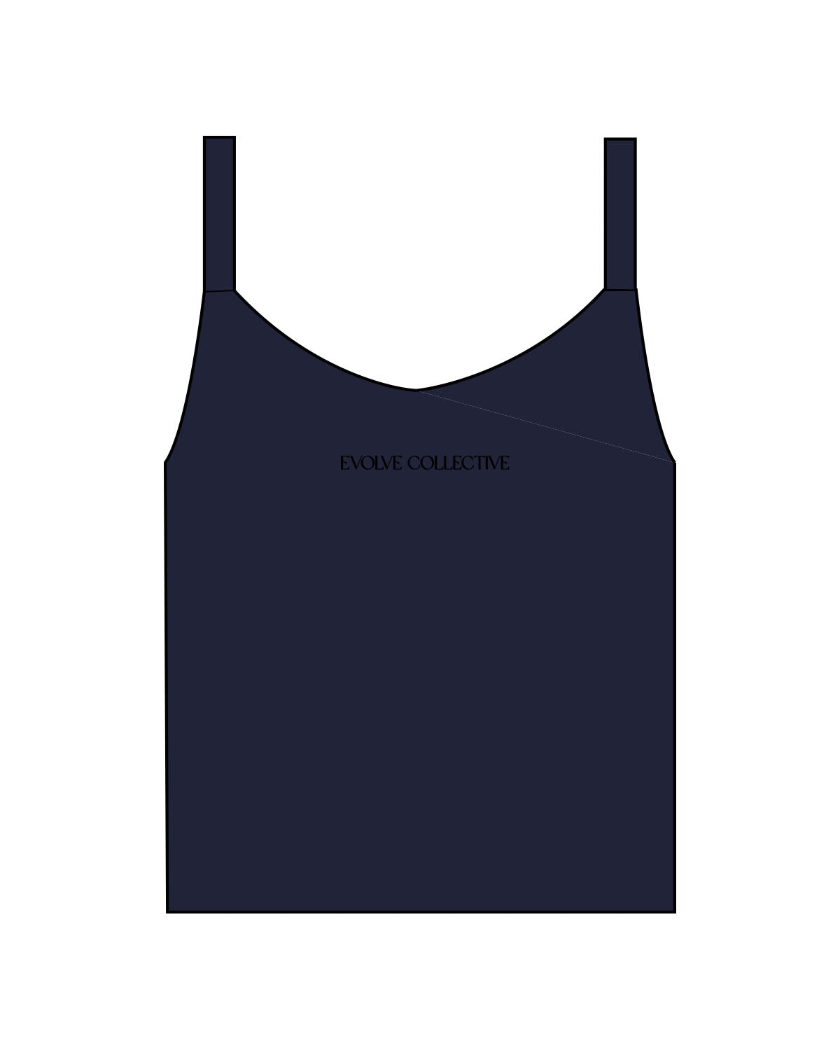 The Micro Rib Strappy Crop Tank - Navy - Evolve Collective - Center Chest - Printed - Black