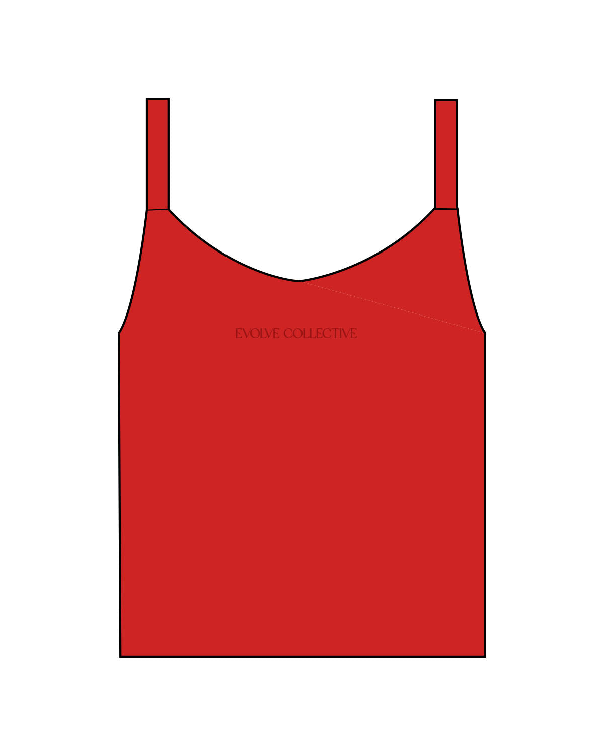 The Micro Rib Strappy Crop Tank - Red - Evolve Collective - Center Chest - Printed - Black