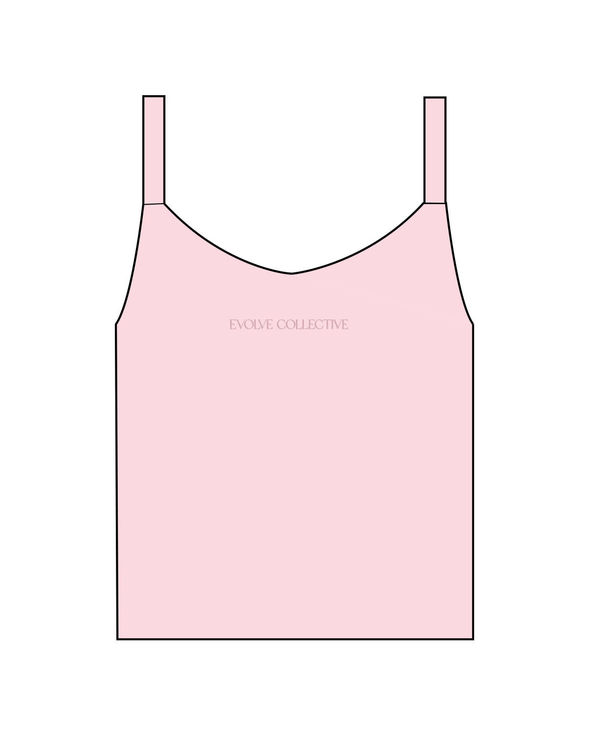 The Micro Rib Strappy Crop Tank - Pink - Evolve Collective - Center Chest - Printed - Tone on Tone