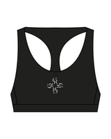 The Racer Bra - Black - Core Reform - Center Chest Icon & Center Back - Printed - White