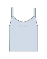The Micro Rib Strappy Crop Tank - Baby Blue - Evolve Collective - Center Chest - Printed - Tone on Tone