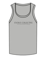 The Micro Rib Full Length Tank - Heather - Evolve Collective - Center Chest Stacked - Printed - Tone on Tone