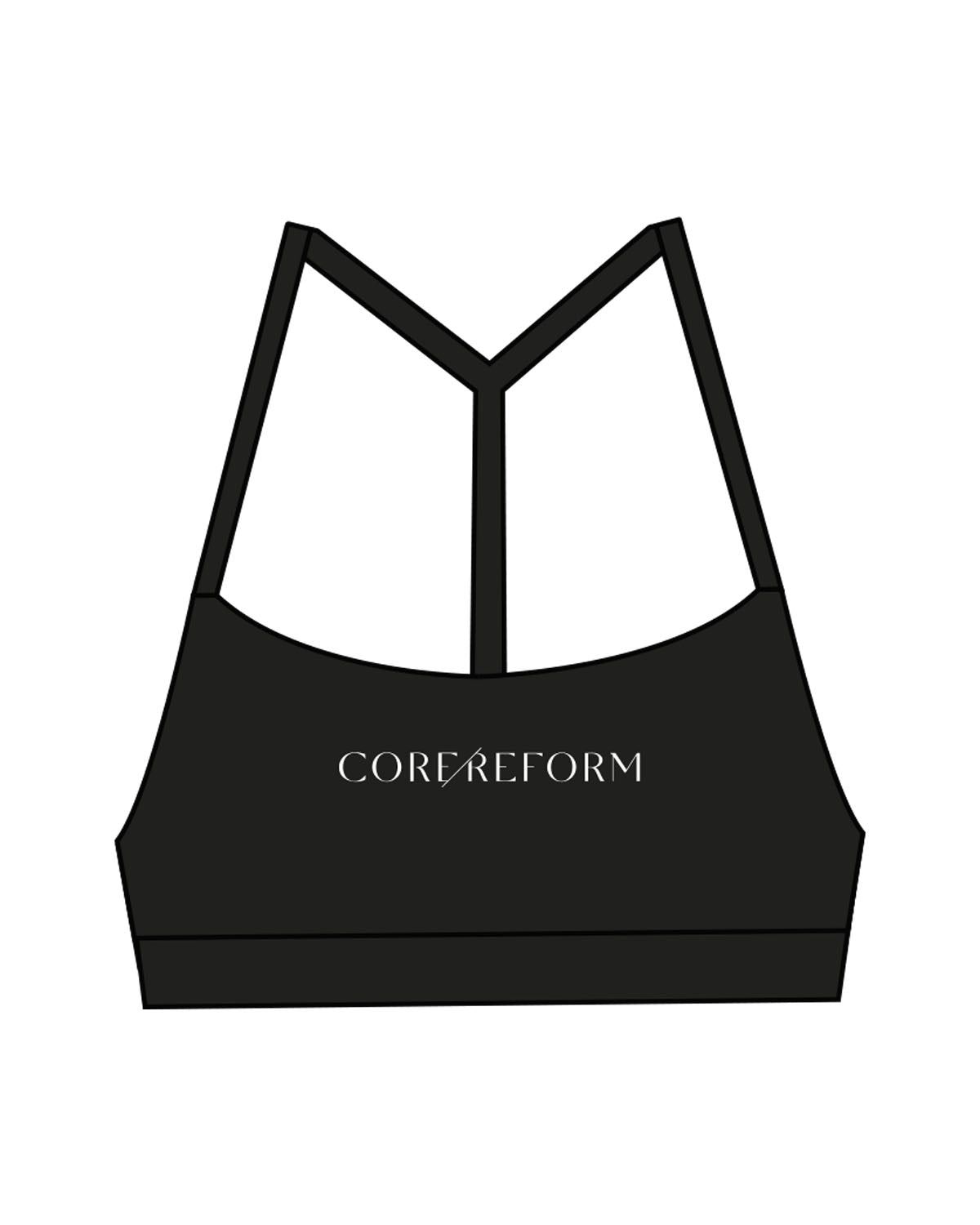 The Basic Bra - Black - Core Reform - Center Chest Text & Center Back - Printed - White