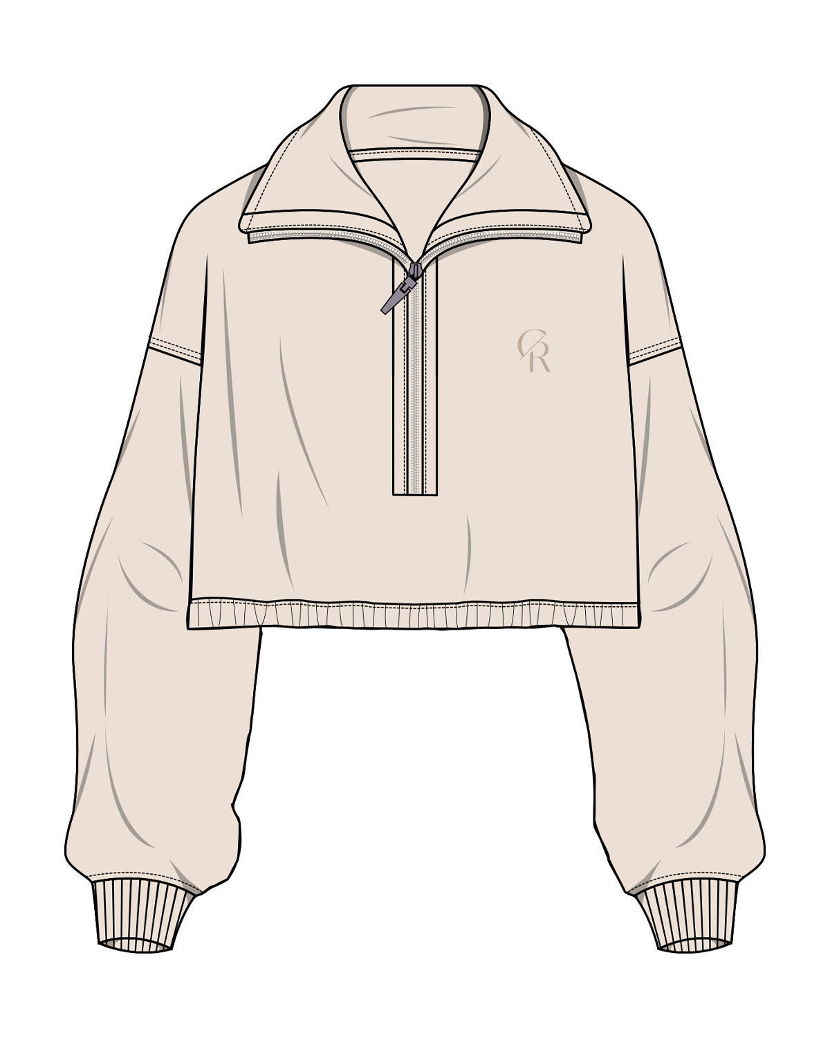 The Suede 1/2 Zip - Latte - Core Reform - Left Chest "CR" - Embroidered - Tone on Tone